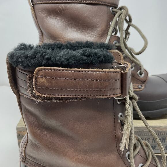 Hunter Lace Up Shearling Lined Duck Boots In Brown Size 9 - Picture 3 of 9